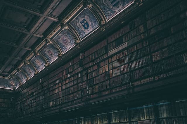 building interior full of books